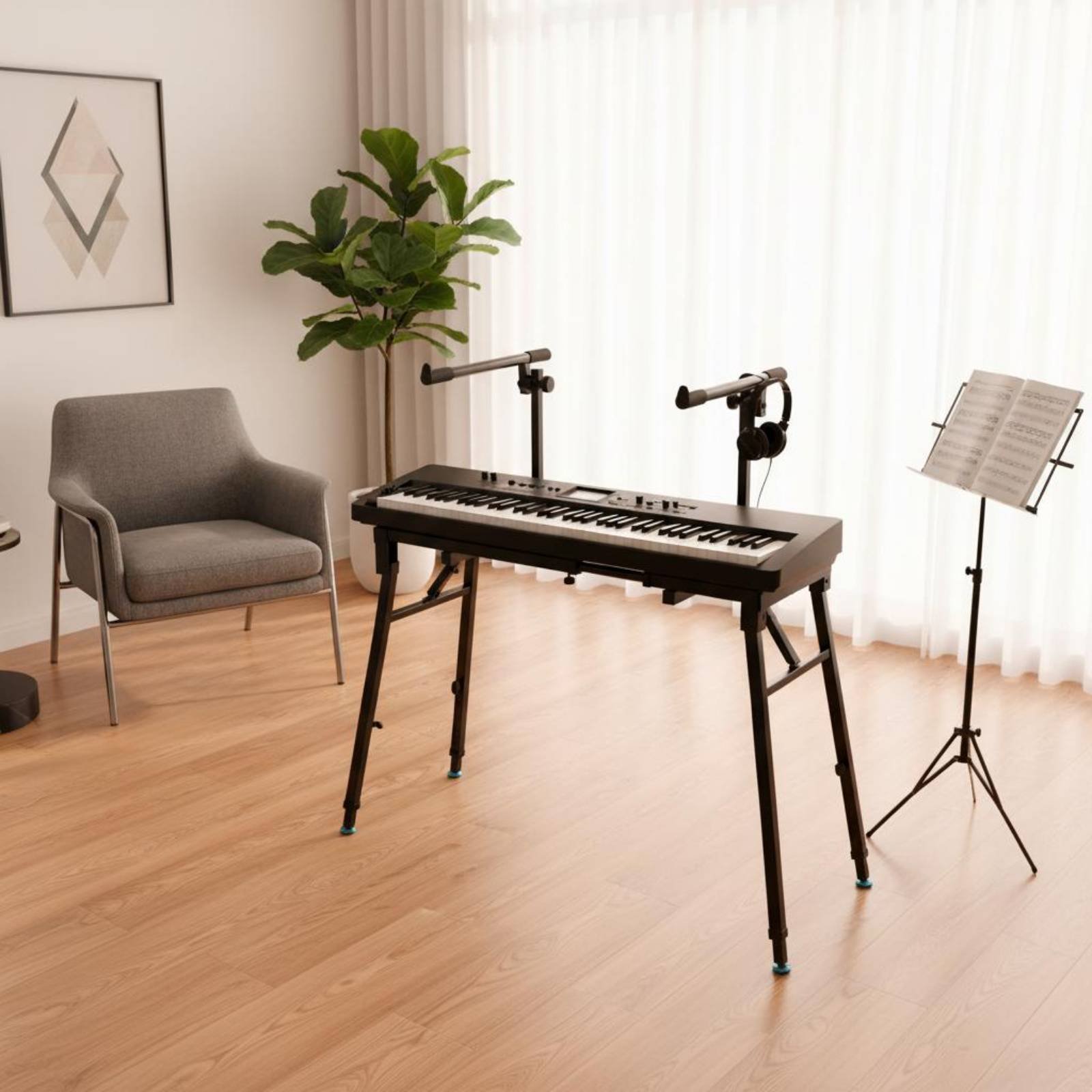 حامل لوحة مفاتيح قابل للطي، حا - مراجعة Musical Instrument Keyboard وسعره