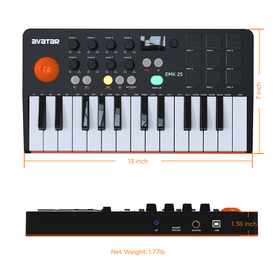 لوحة مفاتيح تحكم MIDI مع 25 مف - مراجعة Musical Instrument Keyboard وسعره
